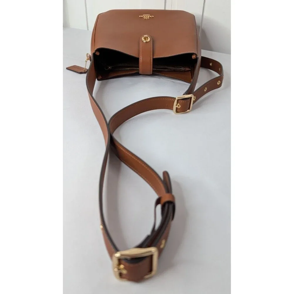 Coach Hadley Smooth Leather Turnlock File Bag - Tan, NWT $325 Retail